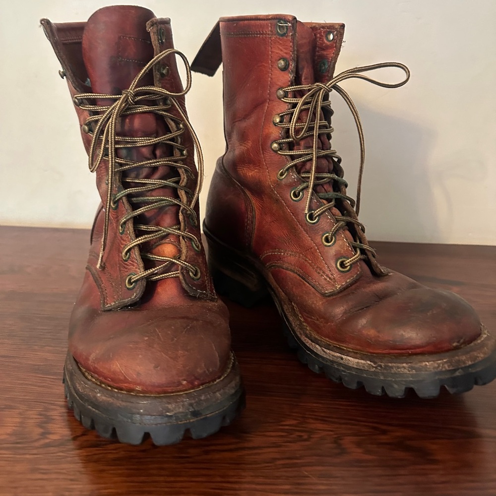 Vintage Golden Retriever Work Boots Women Size 9.5 Men 7.5